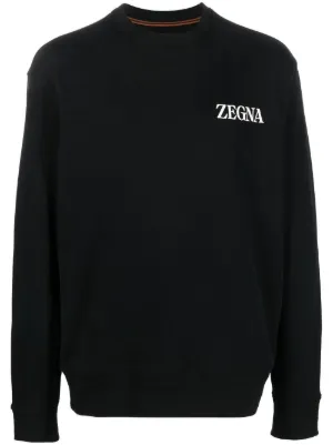 パーカー・フーディ Zegna Crewneck Sweatshirt With Embroidered Logo Zegna - Cotton crew-neck sweatshirt White - The Corner