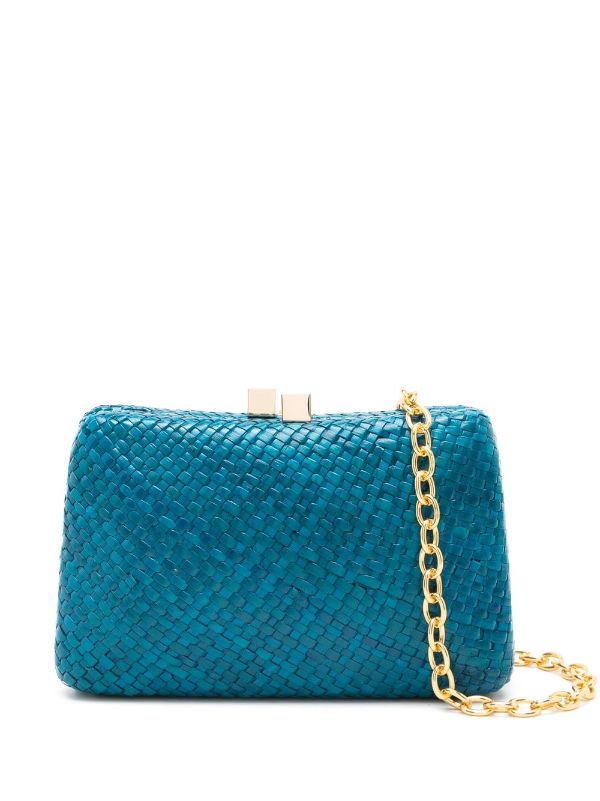 Serpui Charlotte Pearly Straw Clutch Bag