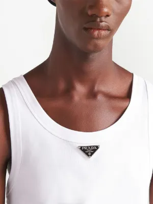 Prada triangle-logo Cotton Tank Top | White | FARFETCH