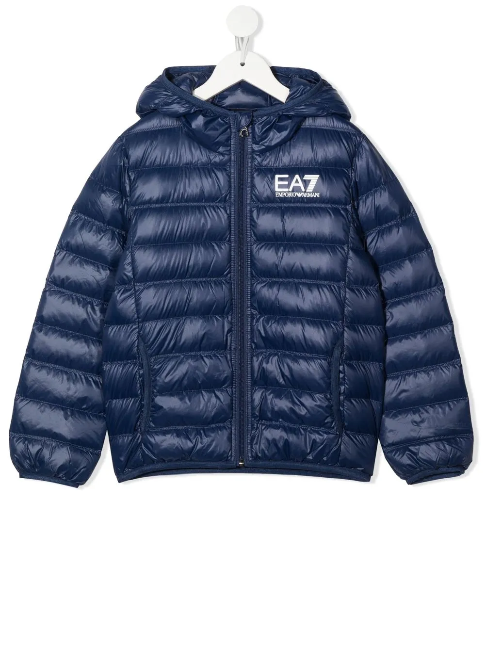 

Emporio Armani Kids chamarra capitonada con logo estampado - Azul