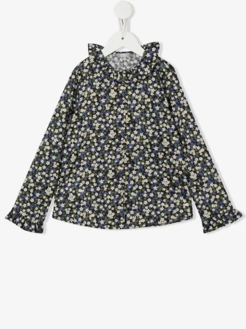 Il Gufo floral-print ruffle-collar shirt