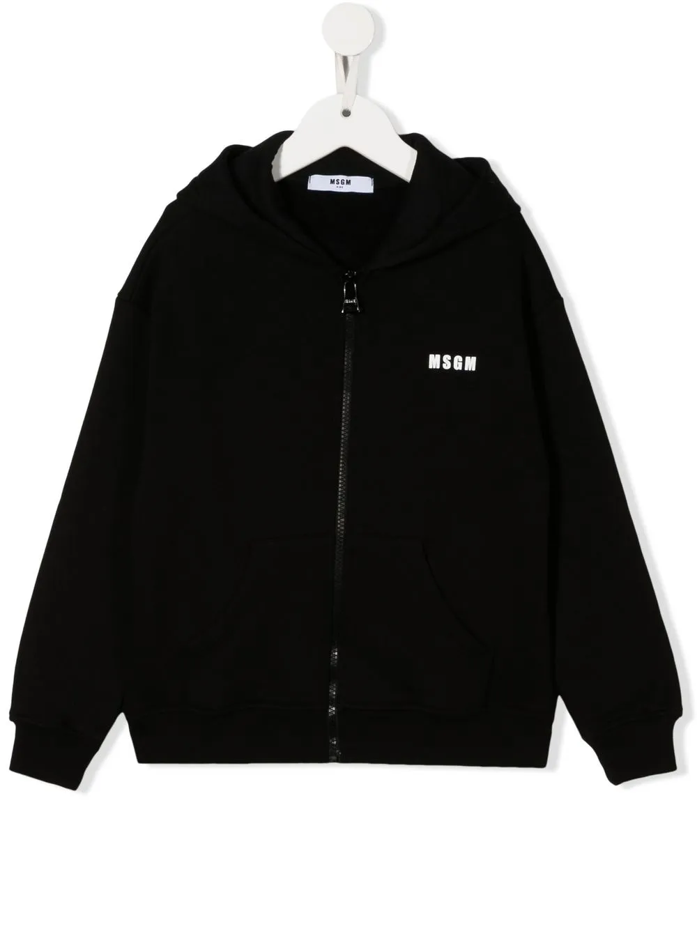 

MSGM Kids hoodie con logo estampado y cierre - Negro
