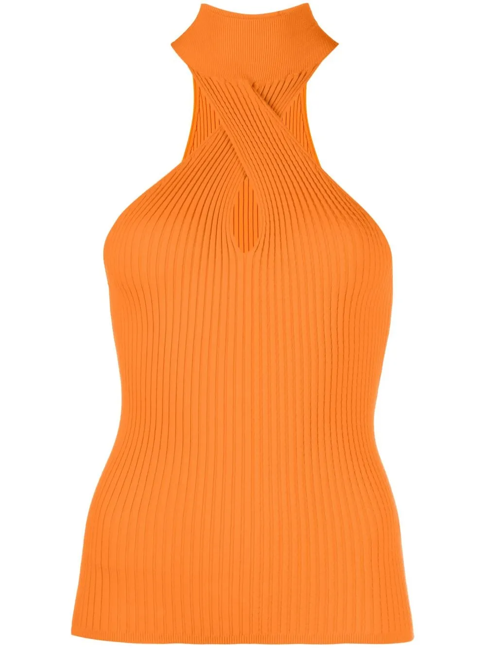 

MSGM top de canalé con cuello halter - Naranja