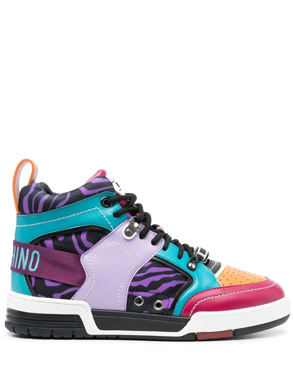 

Moschino tenis altos con diseño color block - Morado