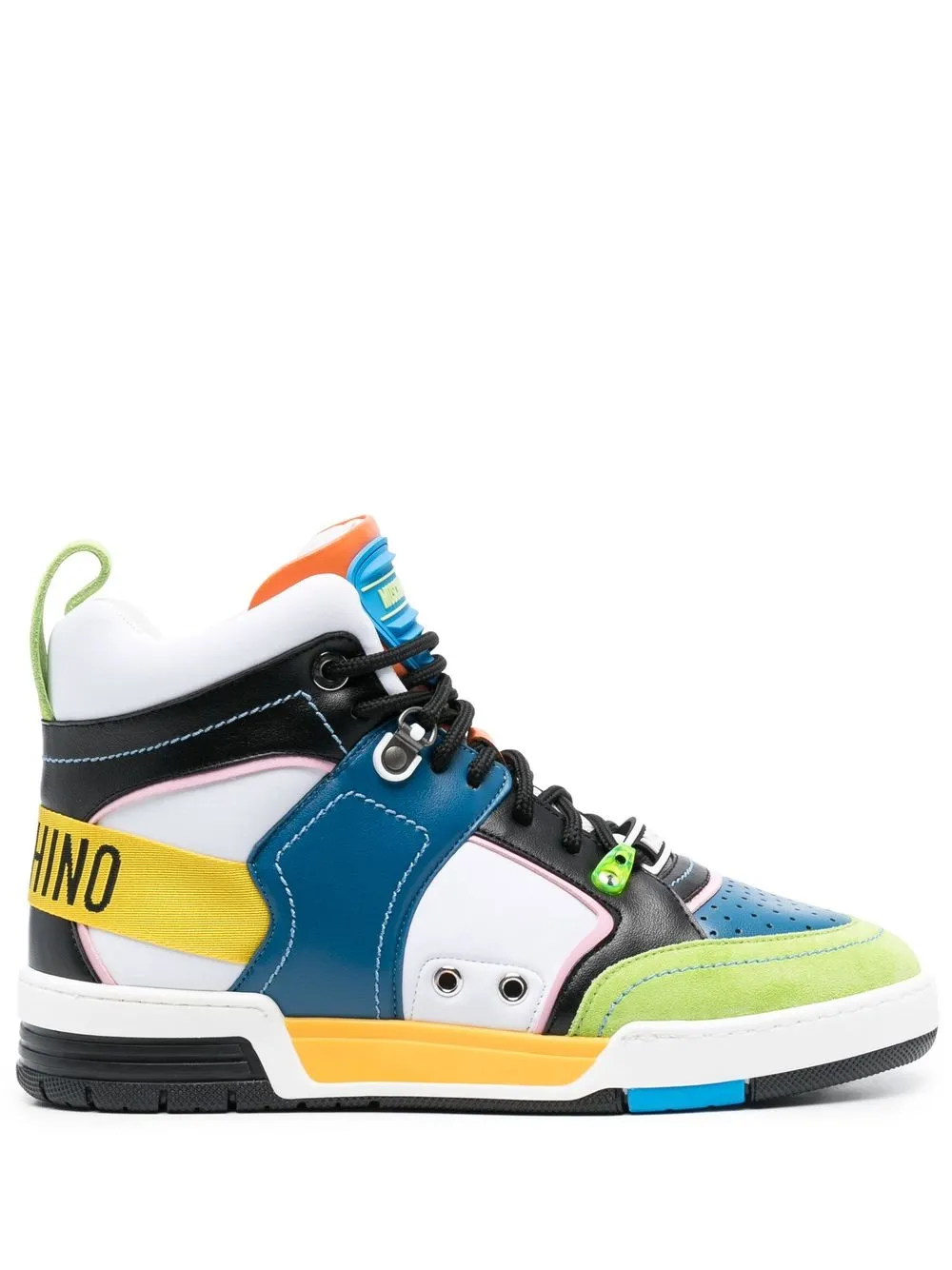 

Moschino tenis altos con diseño color block - Blanco