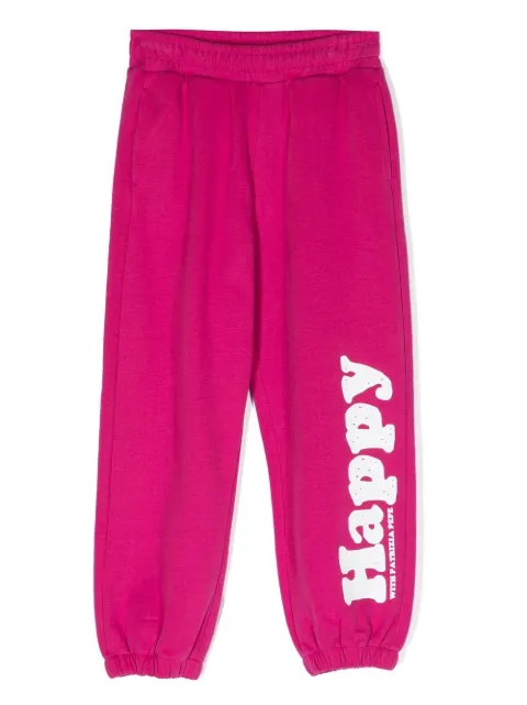 Patrizia Pepe girl Happy-print fleece joggers
