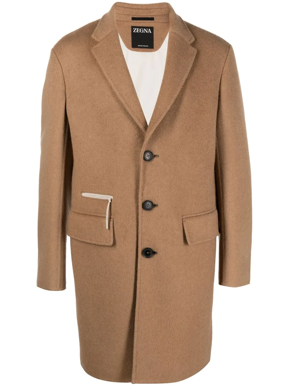 Zegna Single-breasted Camel Hair Coat In Neutrals