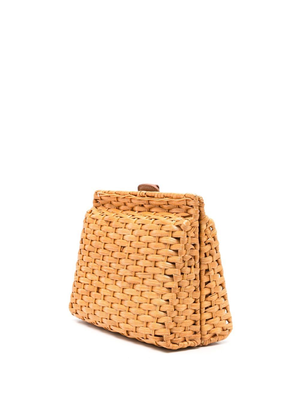 Shop Serpui Juliana Wicker Clutch Bag In Brown