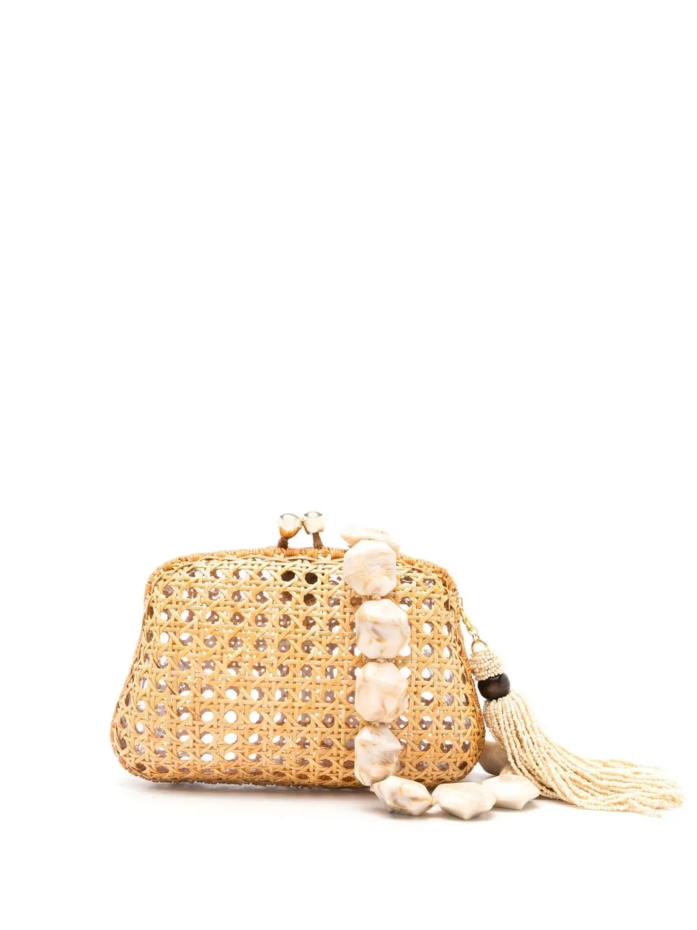 

SERPUI Blair tassle-charm clutch - Brown