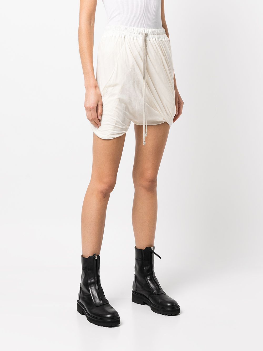 Shop Rick Owens Drawstring Gathered Shorts In White