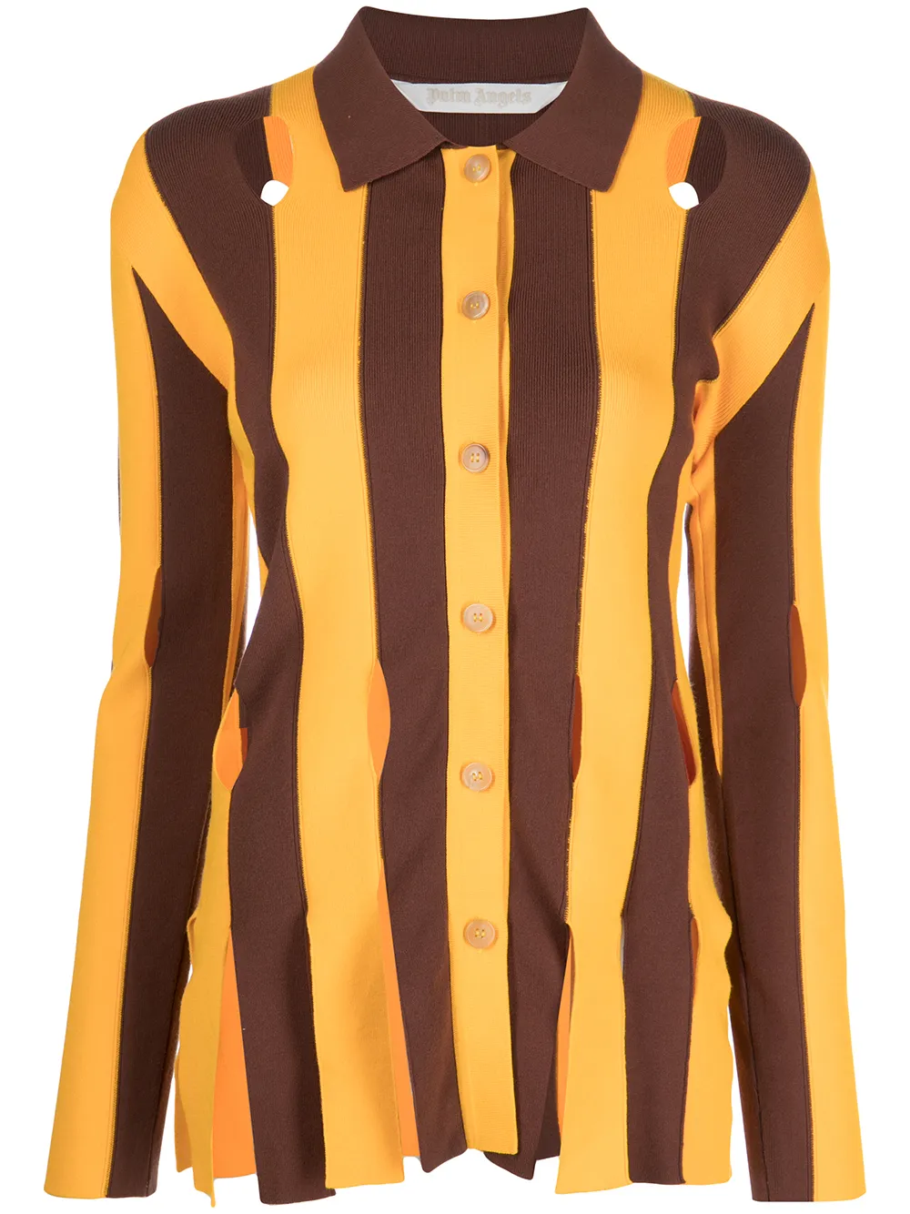 Palm Angels camisa a rayas con aberturas - Marrón