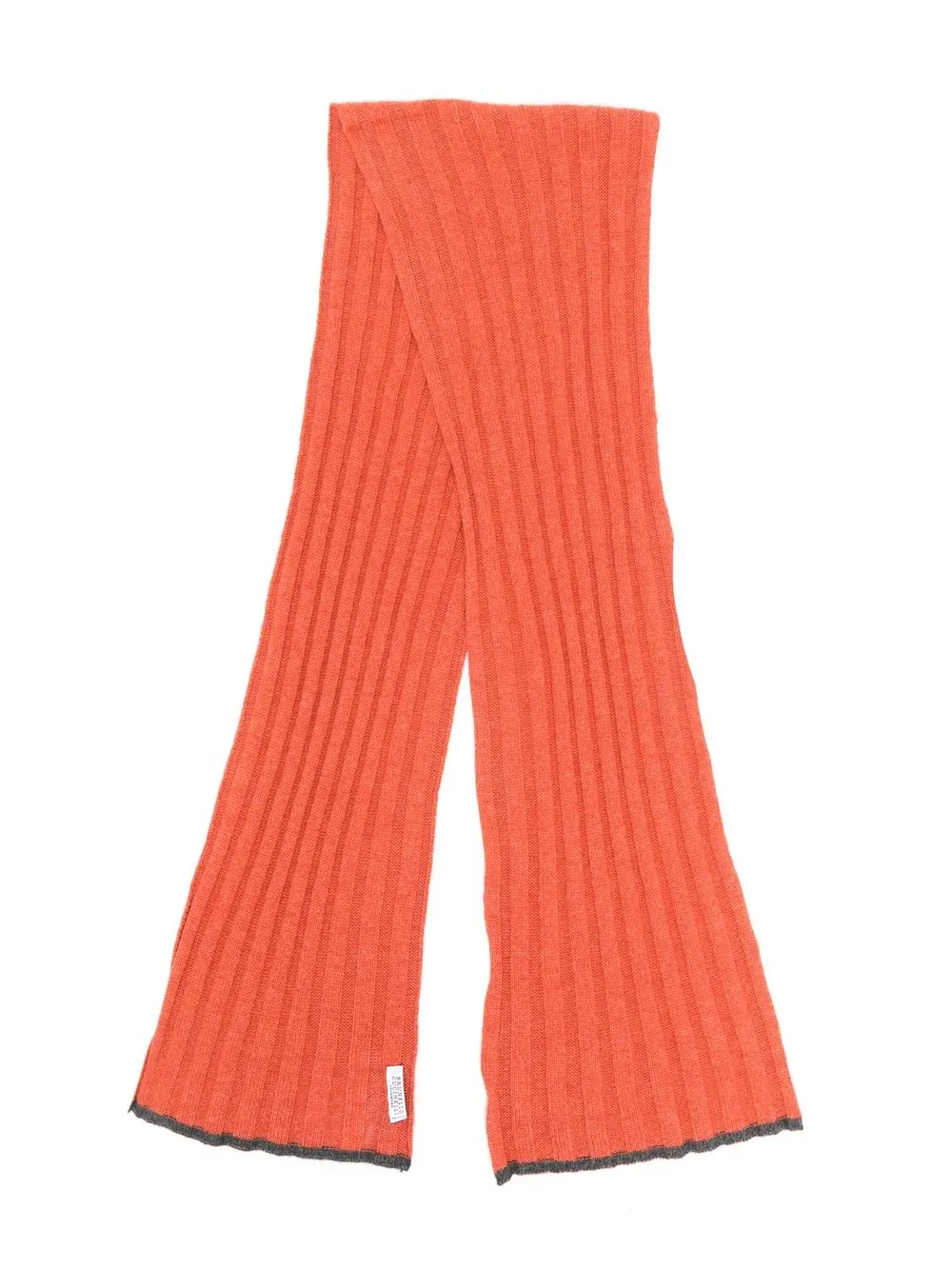 

Brunello Cucinelli Kids masca de cachemira tejida de canalé - Naranja