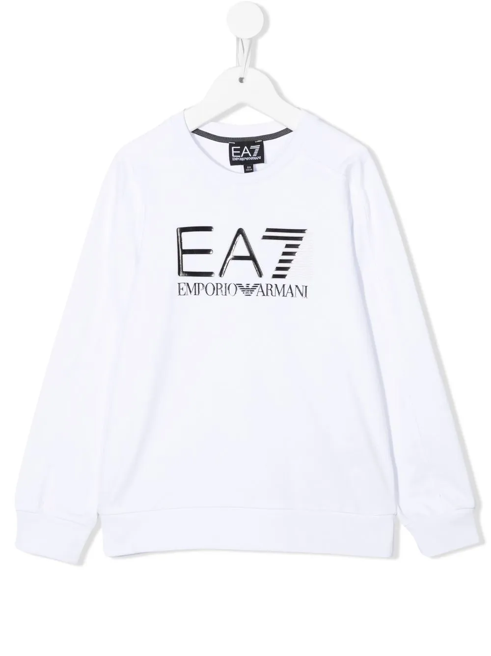 

Emporio Armani Kids top manga larga con logo estampado - Blanco