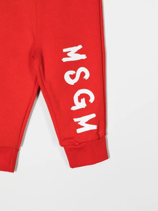 MSGM Kids log print Tracksuit Bottoms Red FARFETCH AE