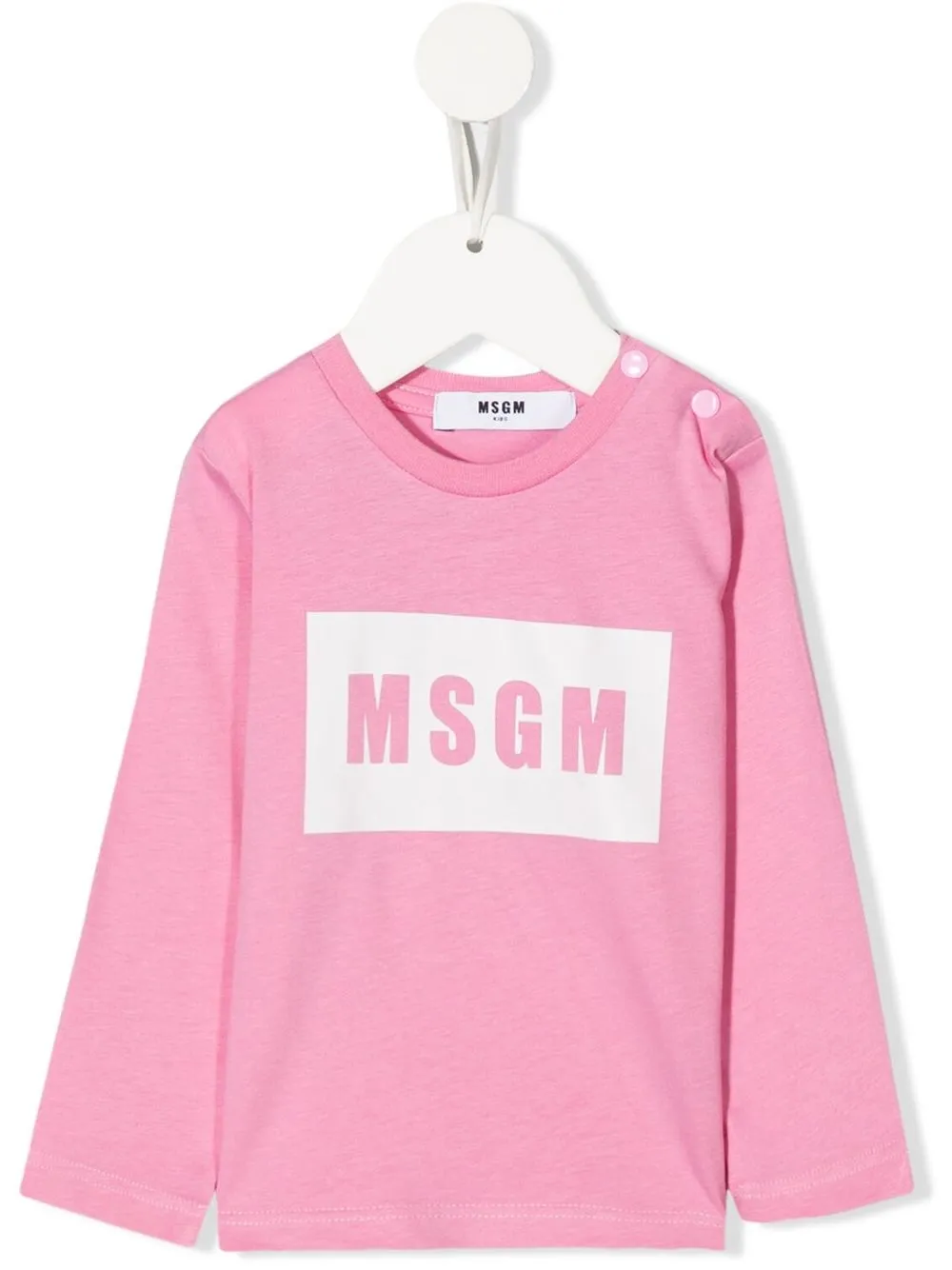 

MSGM Kids playera manga larga con logo estampado - Rosado