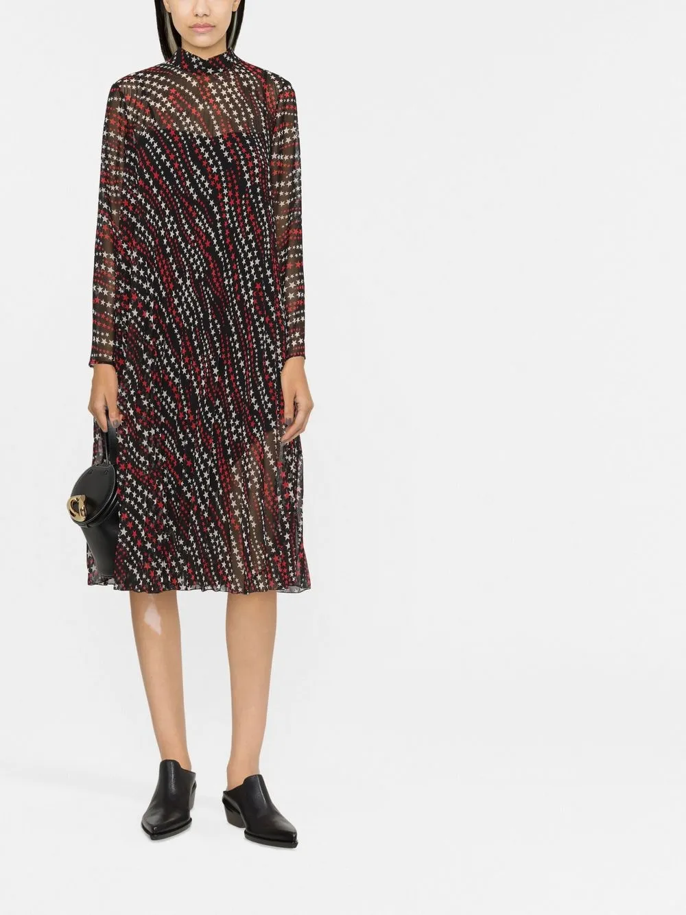  Red Valentino Kleid Mit Stern Print   Schwarz 