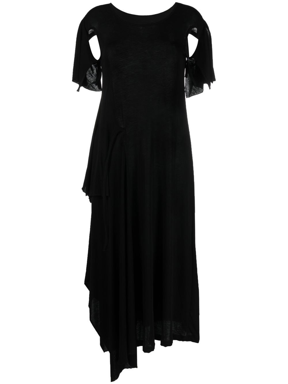 Yohji Yamamoto Asymmetric-detail Cotton Dress In Black