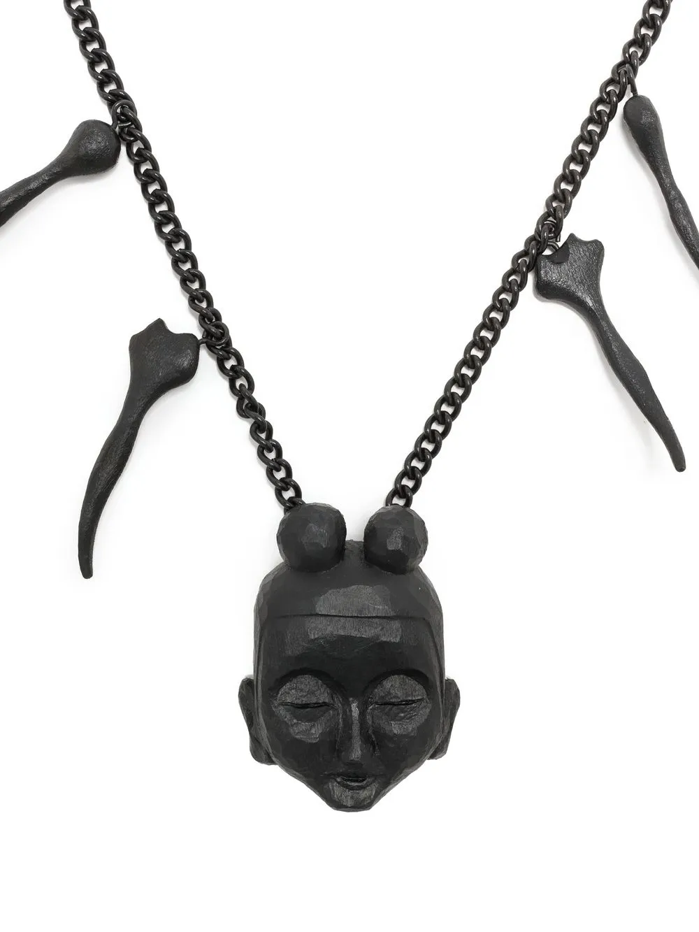 Shop Yohji Yamamoto Bodhisativa Pendant Necklace In Schwarz