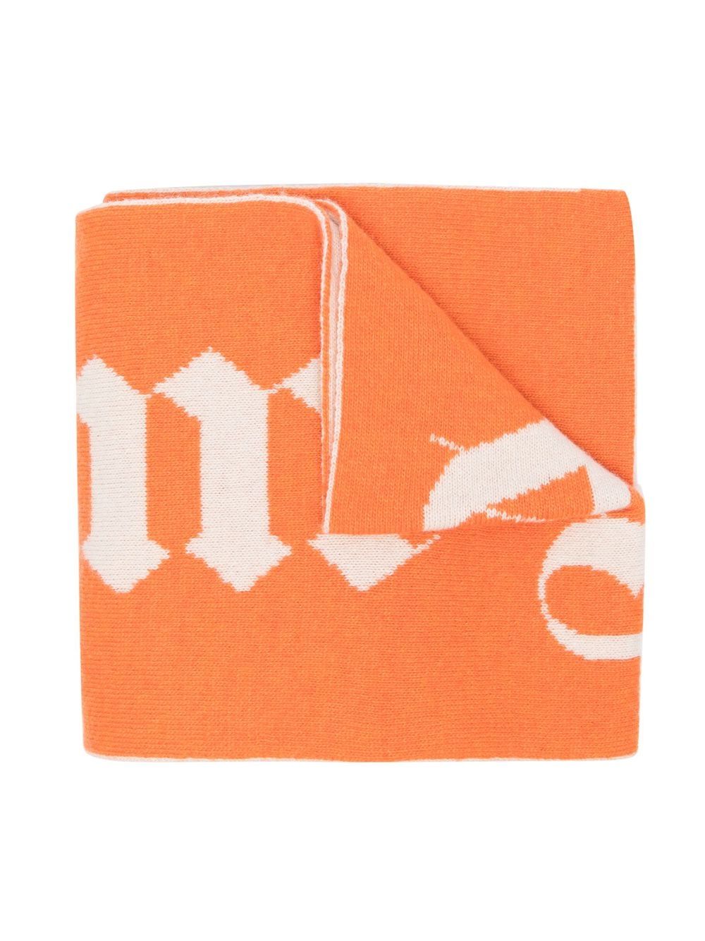 Palm Angels Kids intarsia-knit logo scarf - Orange