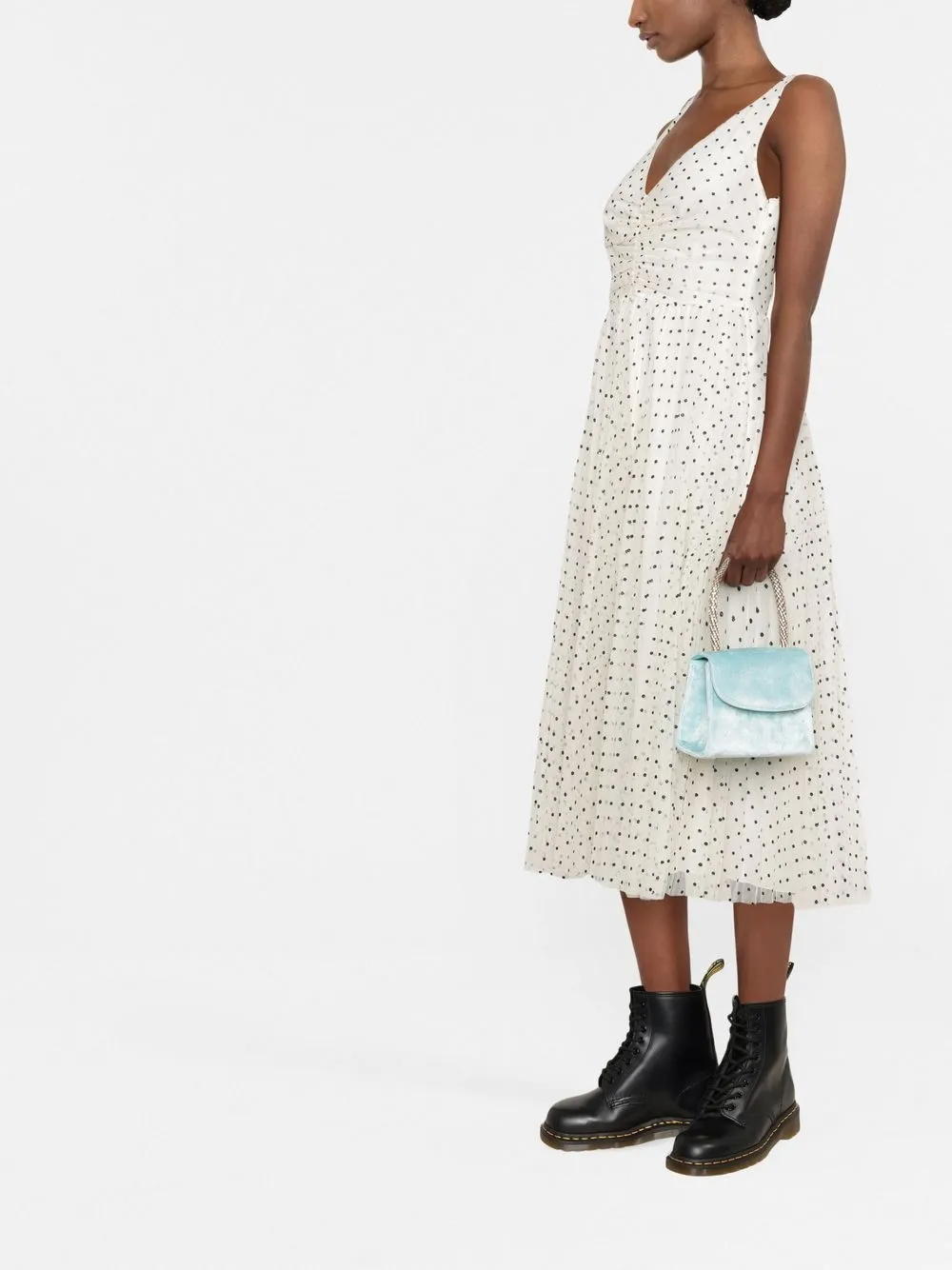  Red Valentino Polka Dot Flared Dress - Neutrals 