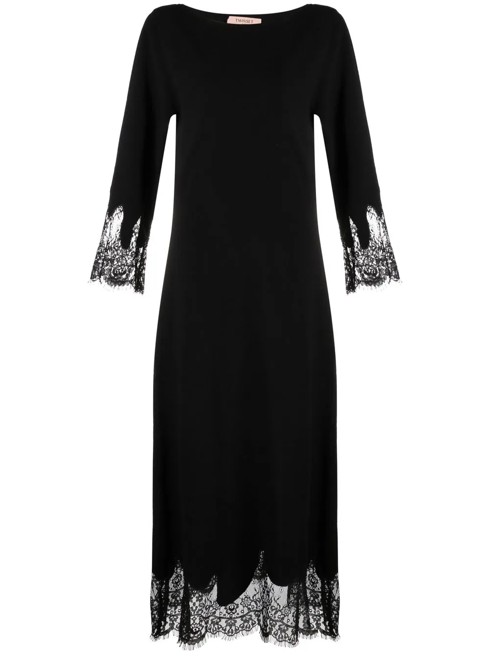 

TWINSET vestido tejido con ribete de encaje - Negro