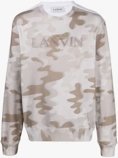 Lanvin logo-embroidered camouflage-print sweatshirt