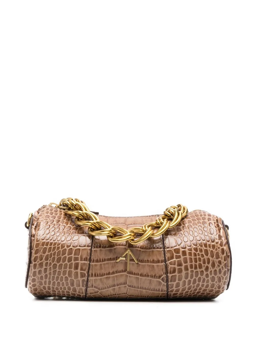 

Manu Atelier Mini Cylinder crocodile-embossed bag - Brown