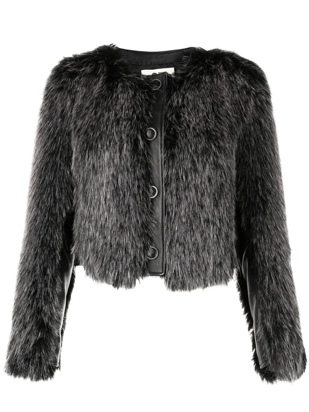 

Ports 1961 collarless buttoned faux-fur jacket - Black