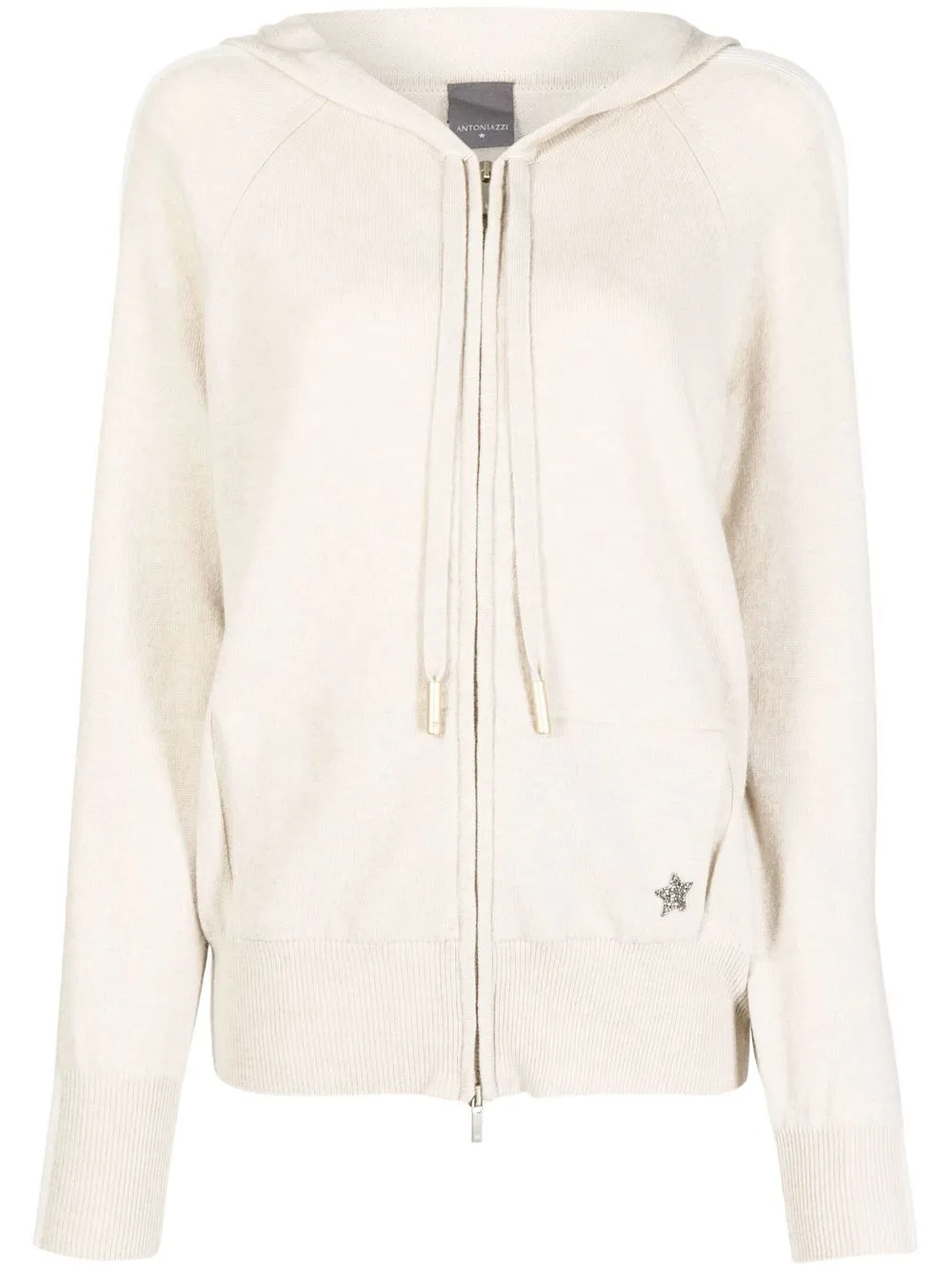 

Lorena Antoniazzi zipped-up knit hooded cardigan - Neutrals