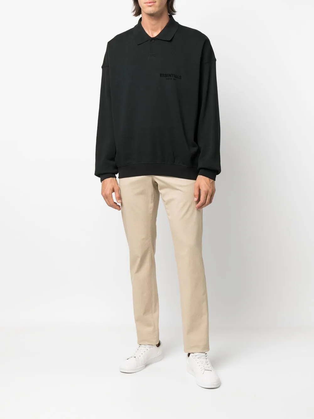 FEAR OF GOD ESSENTIALS logo-print long-sleeved Polo Shirt - Farfetch