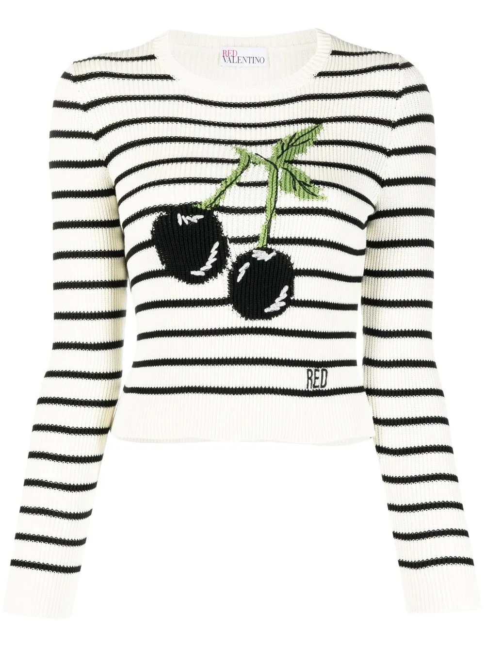 

RED Valentino cherry-intarsia striped jumper - Neutrals