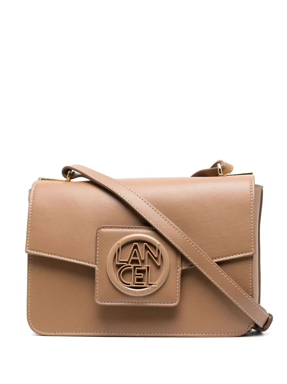 

Lancel leather logo-plaque flap bag - Brown