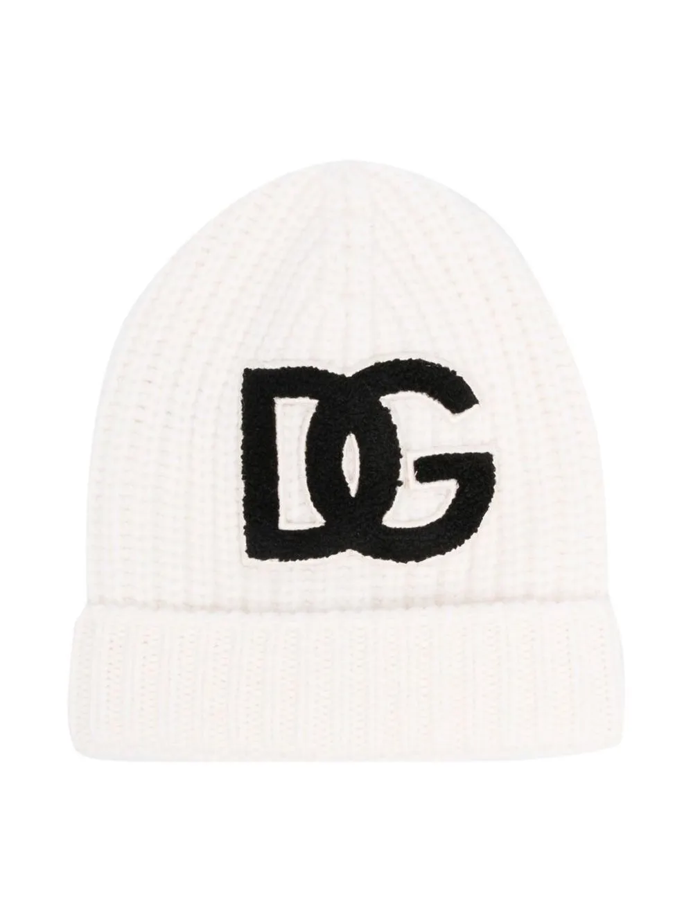 

Dolce & Gabbana Kids gorro tejido de canalé con logo - Blanco