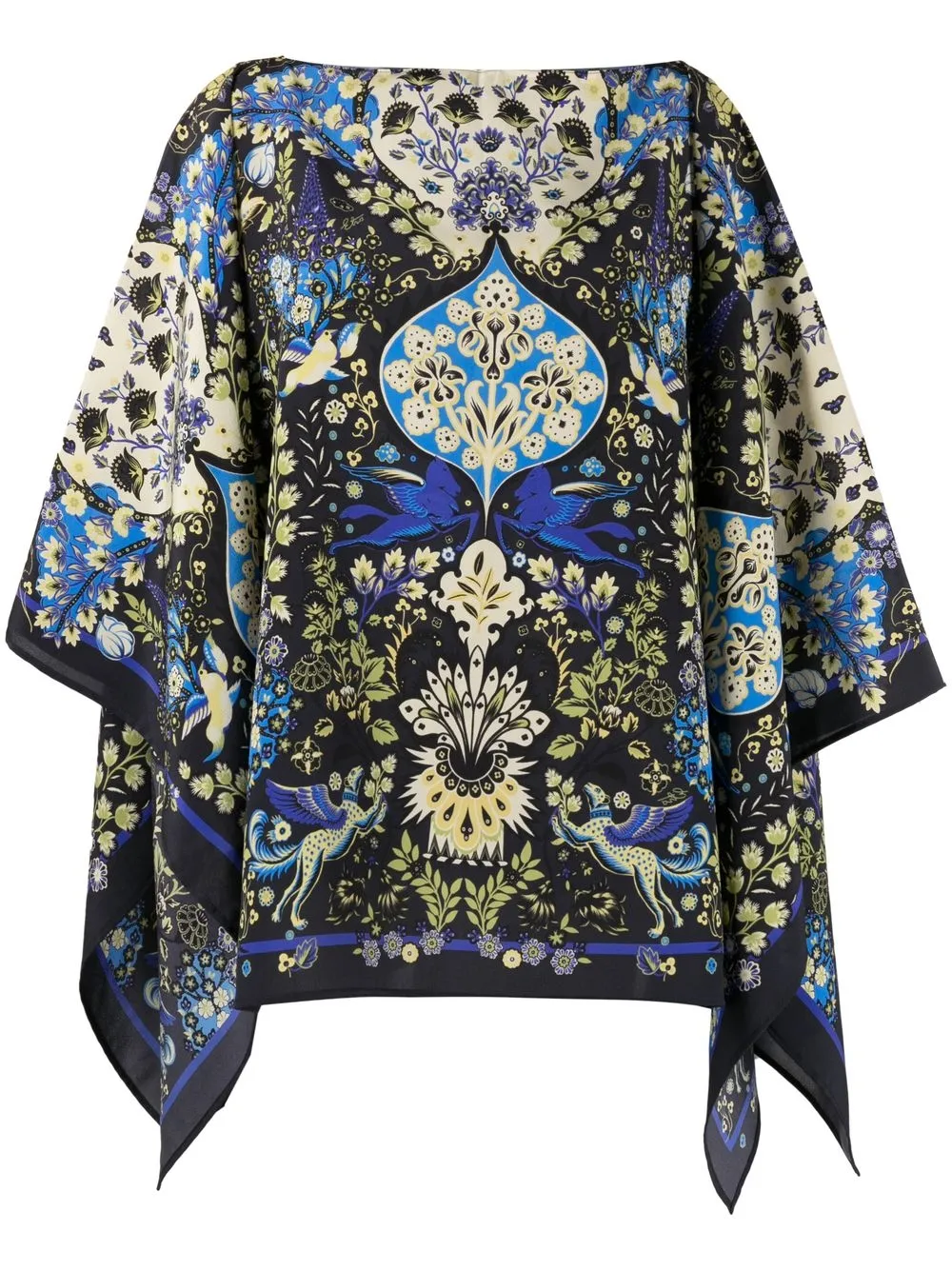 ETRO poncho con estampado floral - Negro