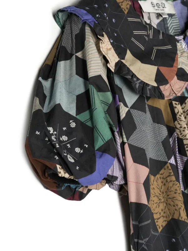 Estrella star-print puff-sleeve dress