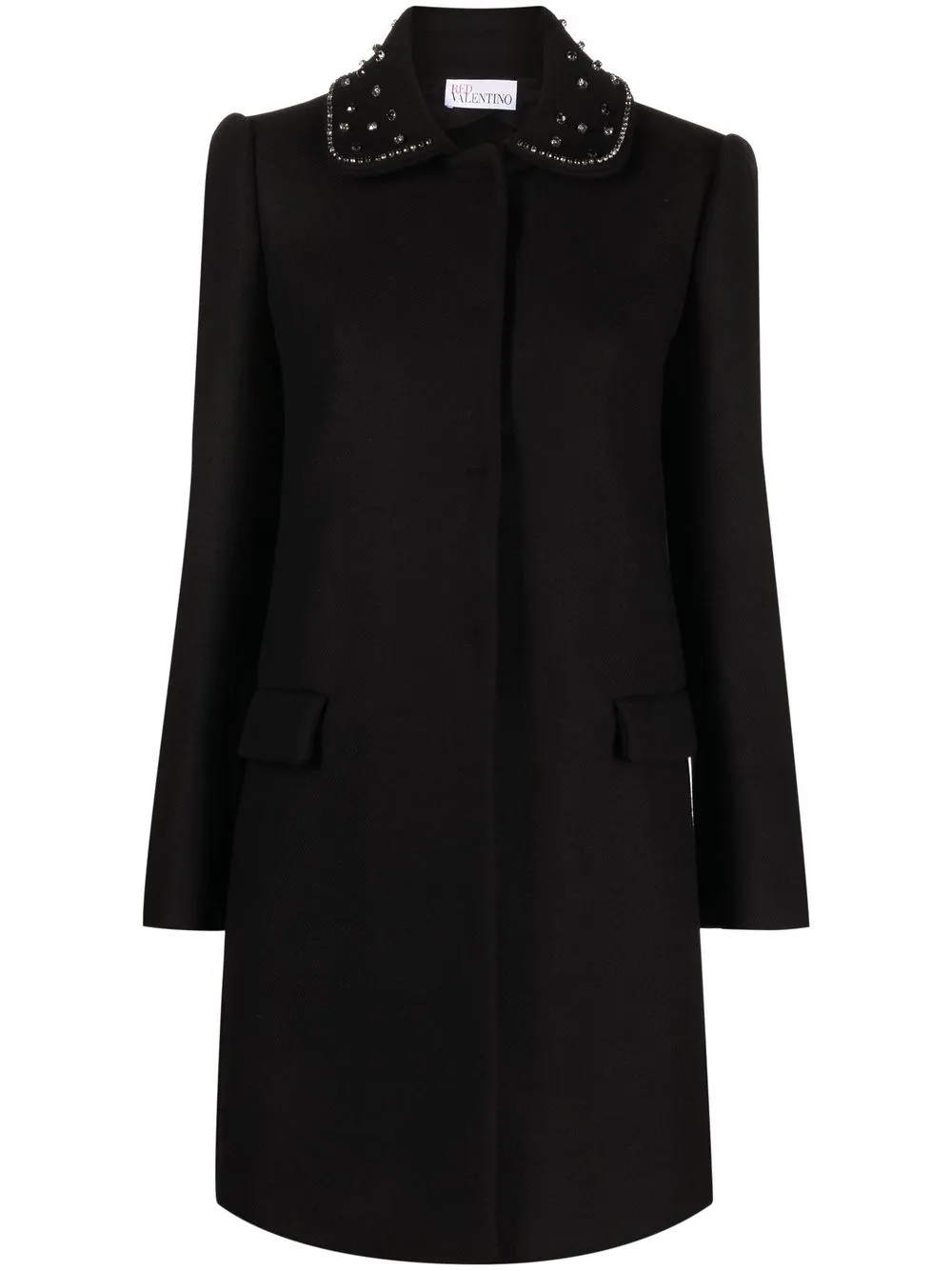 

RED Valentino embellished collar single-breasted coat - Black