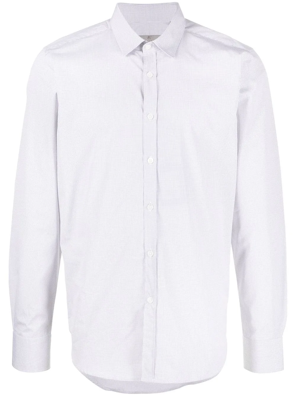 

Canali check print cotton long-sleeve shirt - White