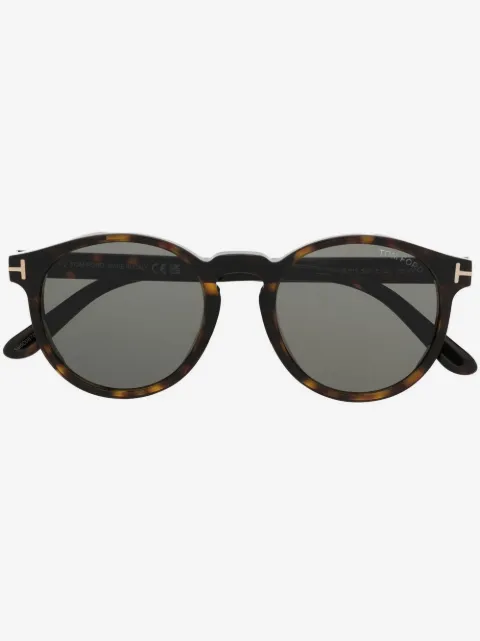 TOM FORD Eyewear lunettes de soleil rondes à effet écailles de tortue