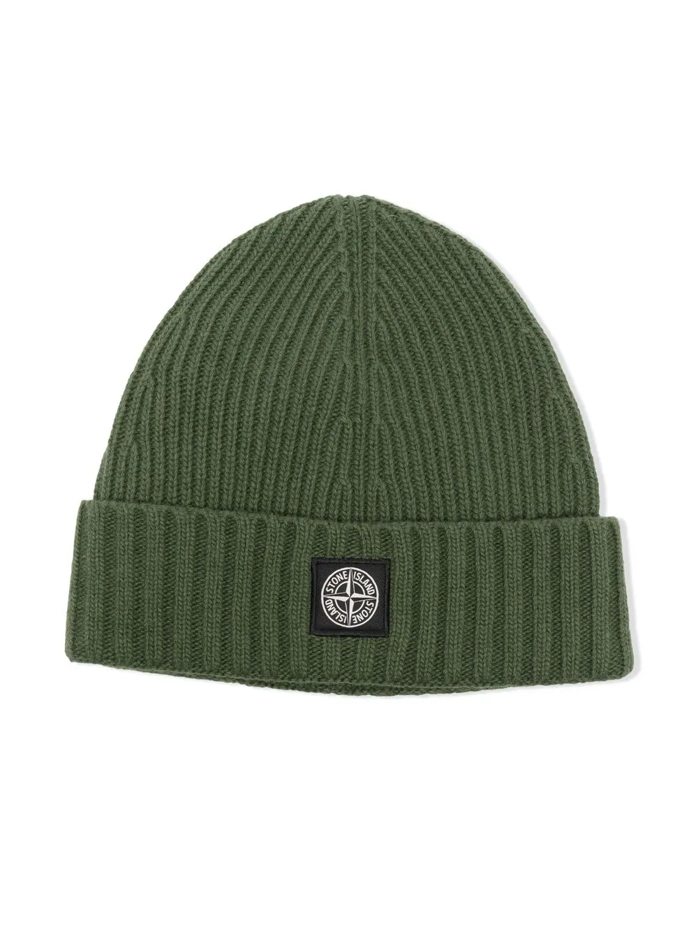 

Stone Island Junior logo-patch knitted beanie - Green