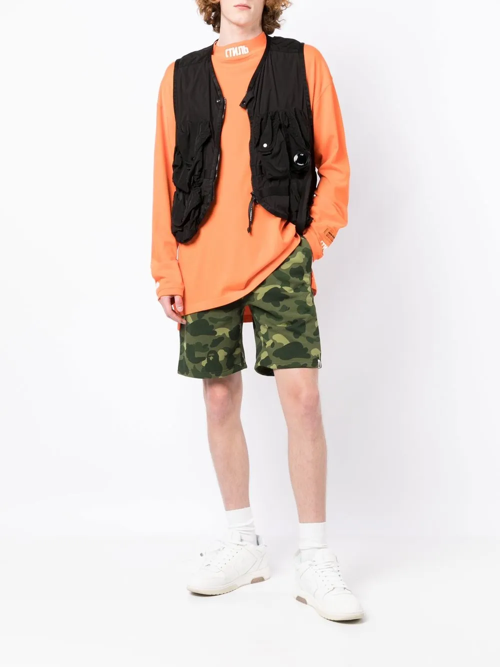 A BATHING APE® Shorts met grafische print - Groen