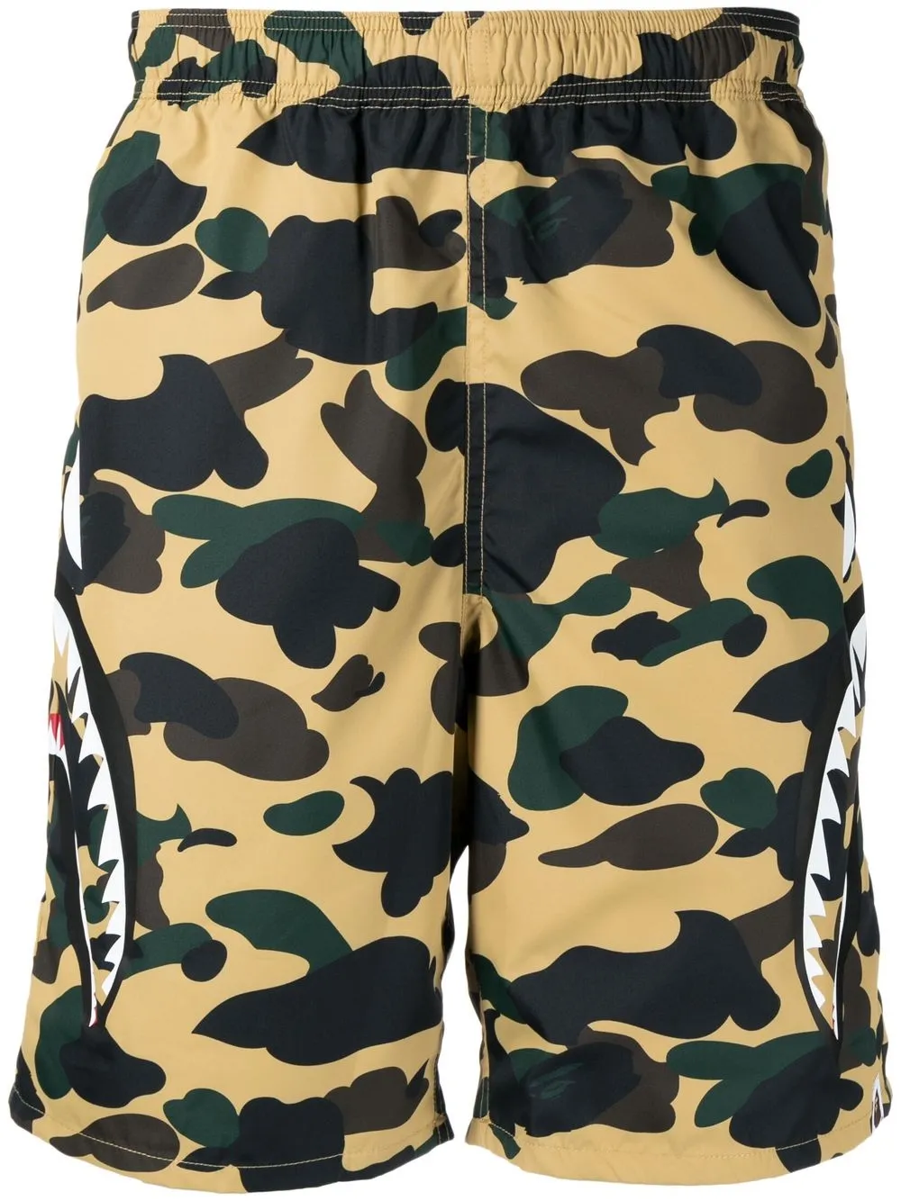 

A BATHING APE® graphic shark-print deck shorts - Brown