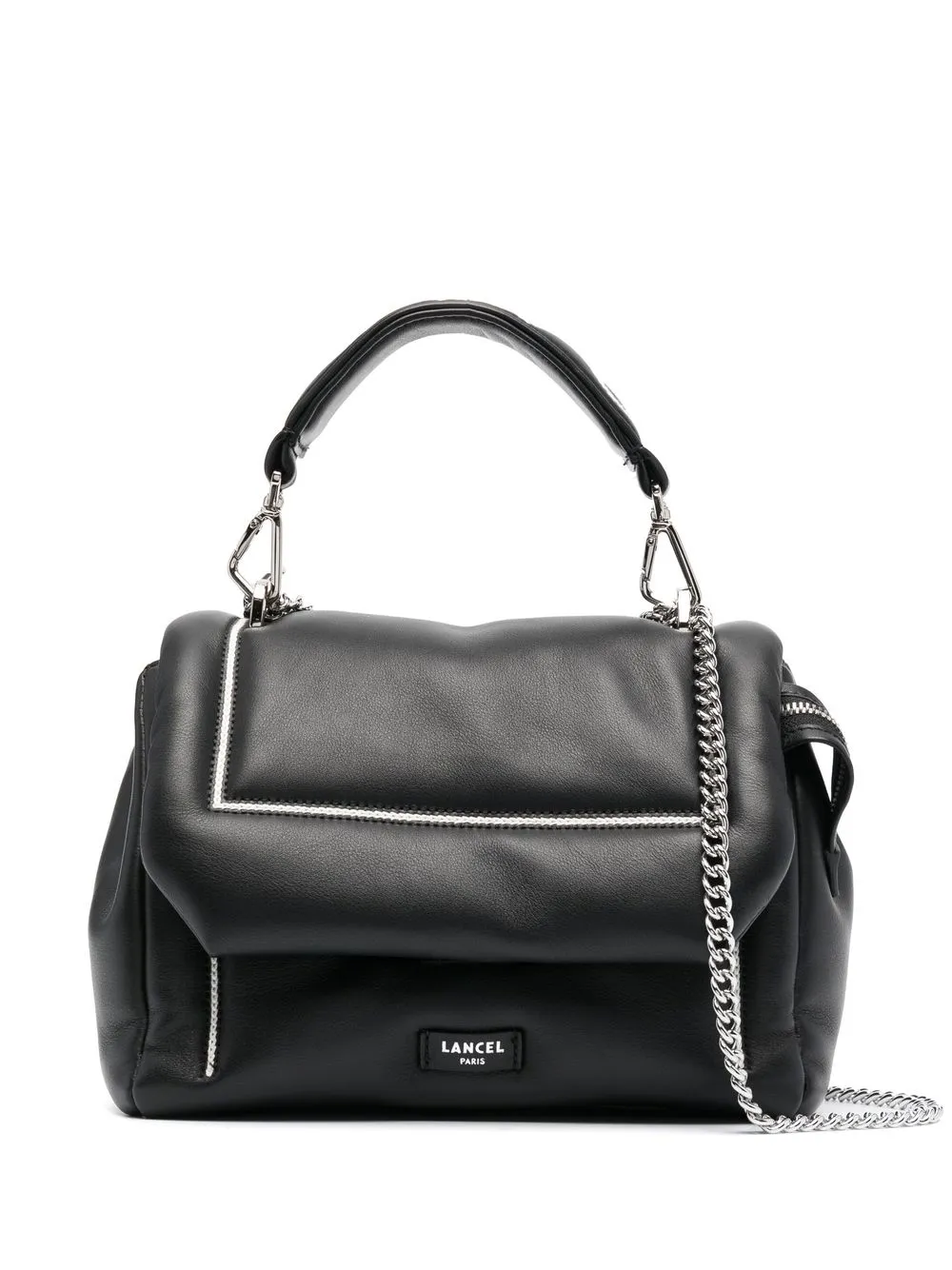 

Lancel embroidered-logo leather bag - Black