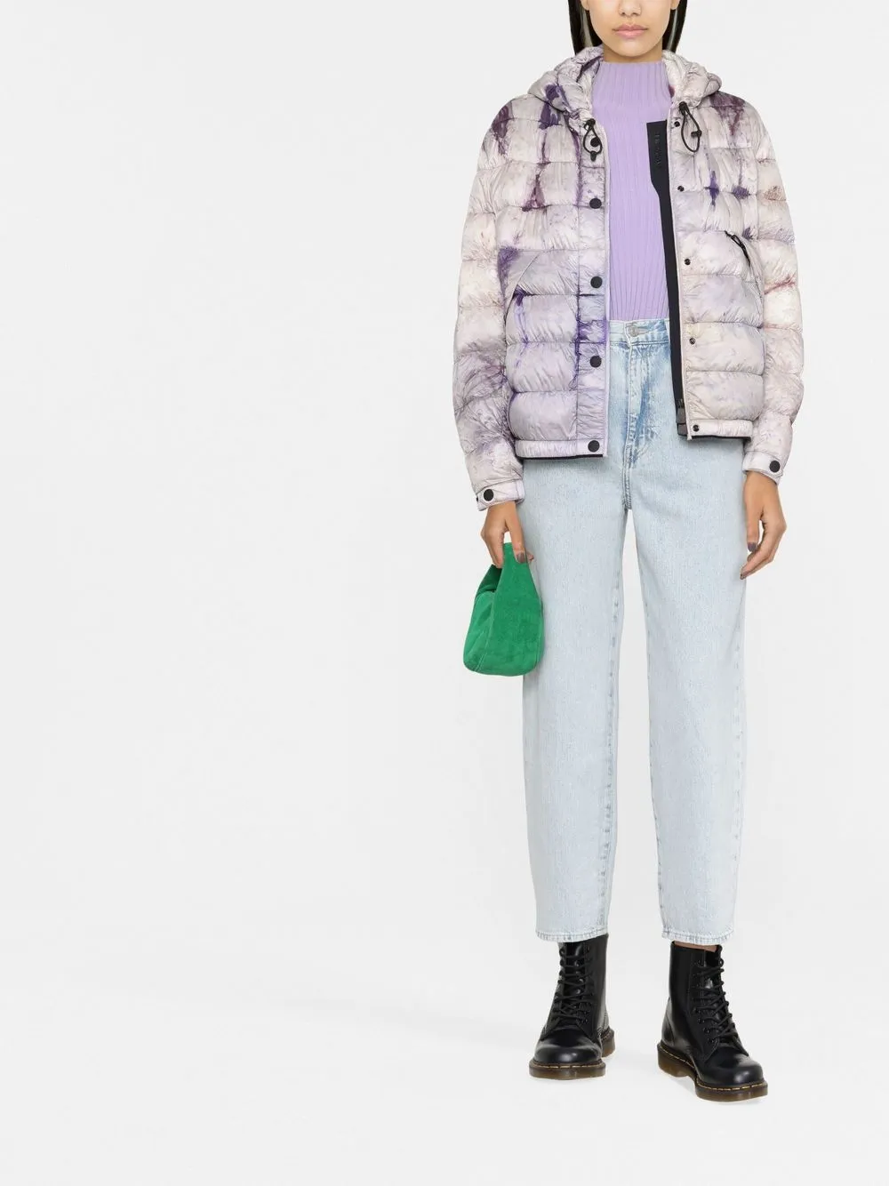 Moncler Grenoble Donsjack met tie-dye print - Paars