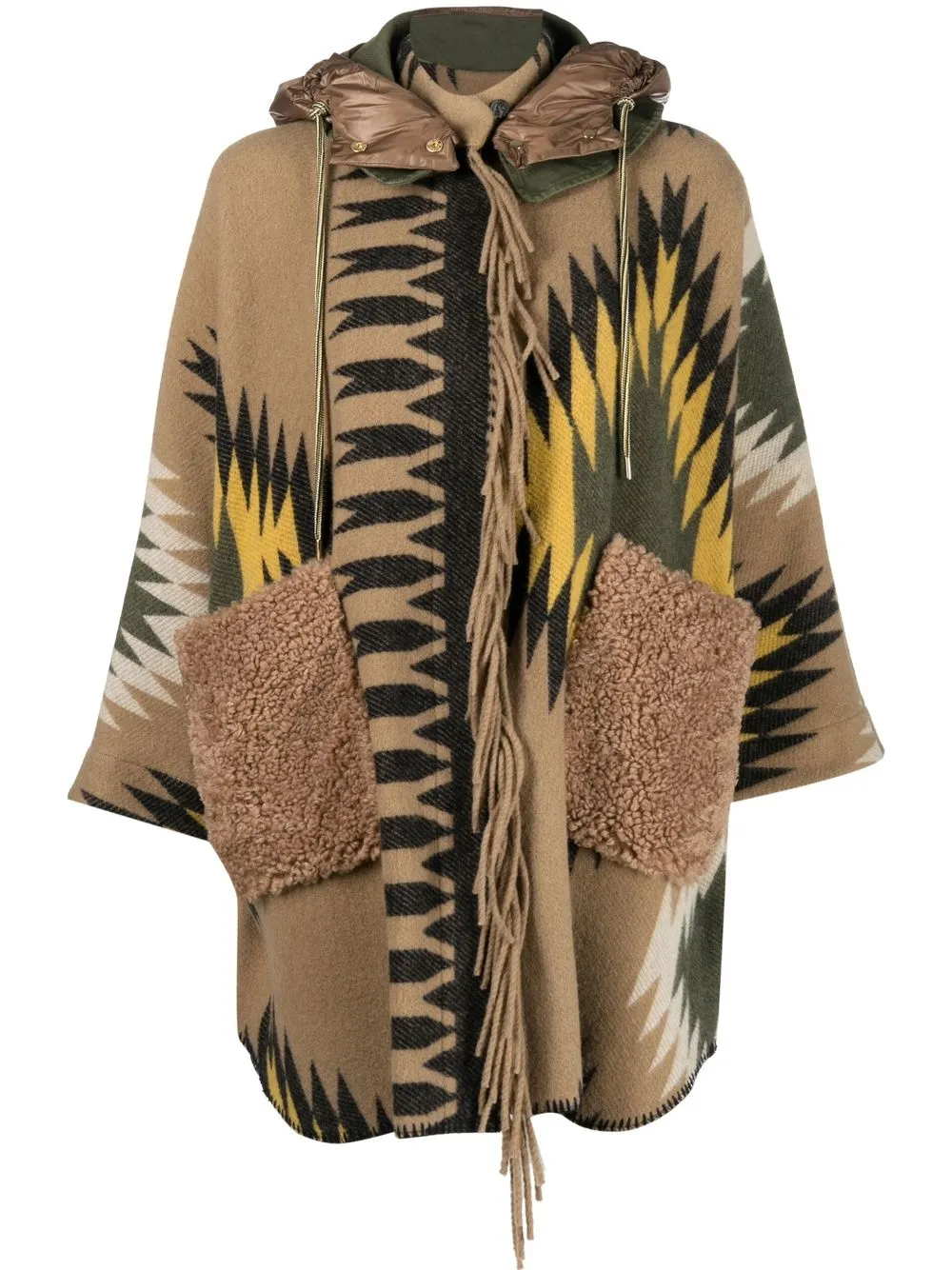 

Bazar Deluxe graphic-print wool-blend coat - Brown