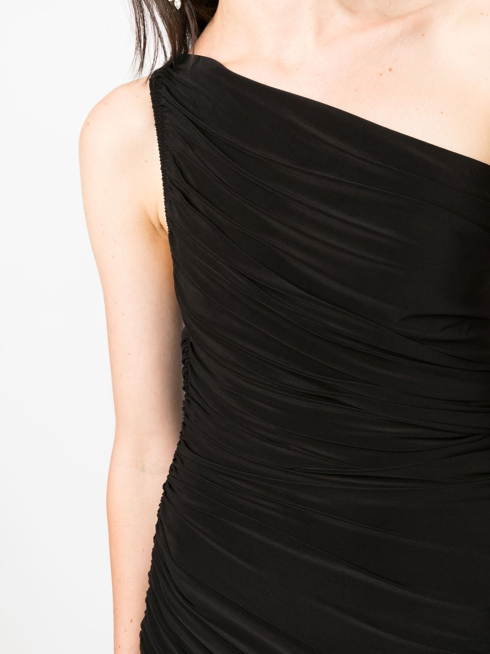 Shop Norma Kamali Diana Ruched One-Shoulder Midi-Dress