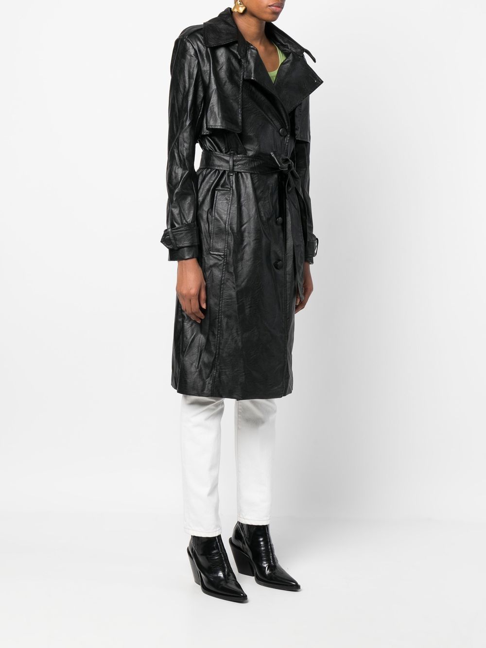 croc vinyl trench coat