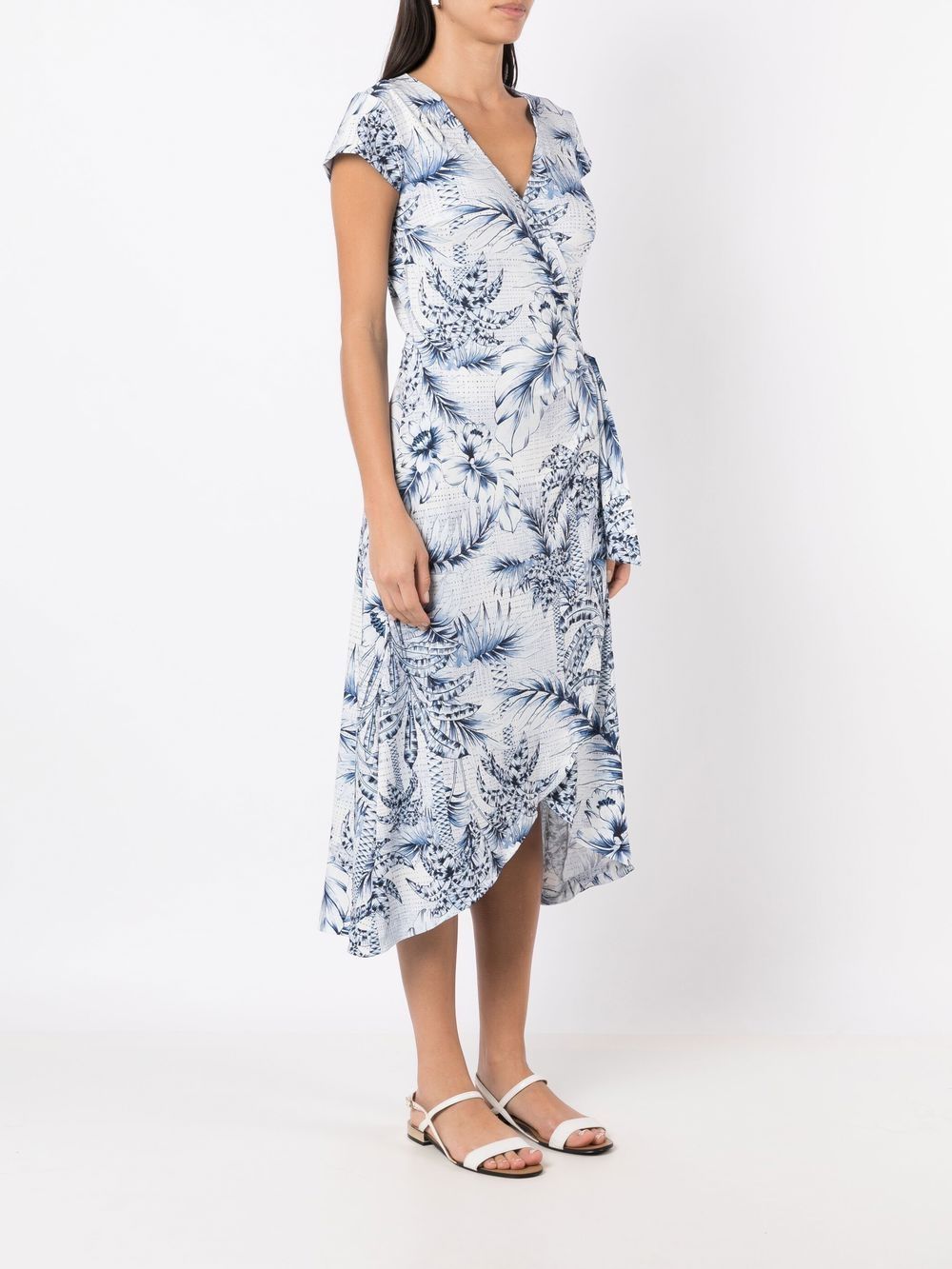 Shop Lygia & Nanny Palm-tree Print Wrap Dress In Blue