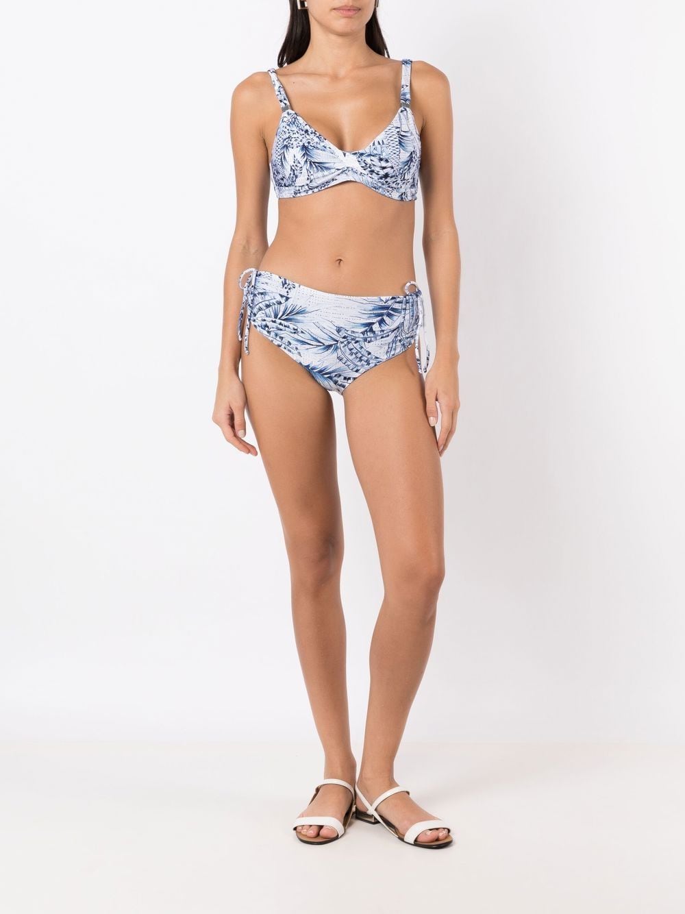 Lygia & Nanny Bikini met palmboomprint - Blauw