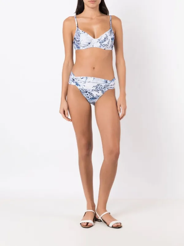 Lygia Nanny palm tree Print Bikini Top Blue FARFETCH UK