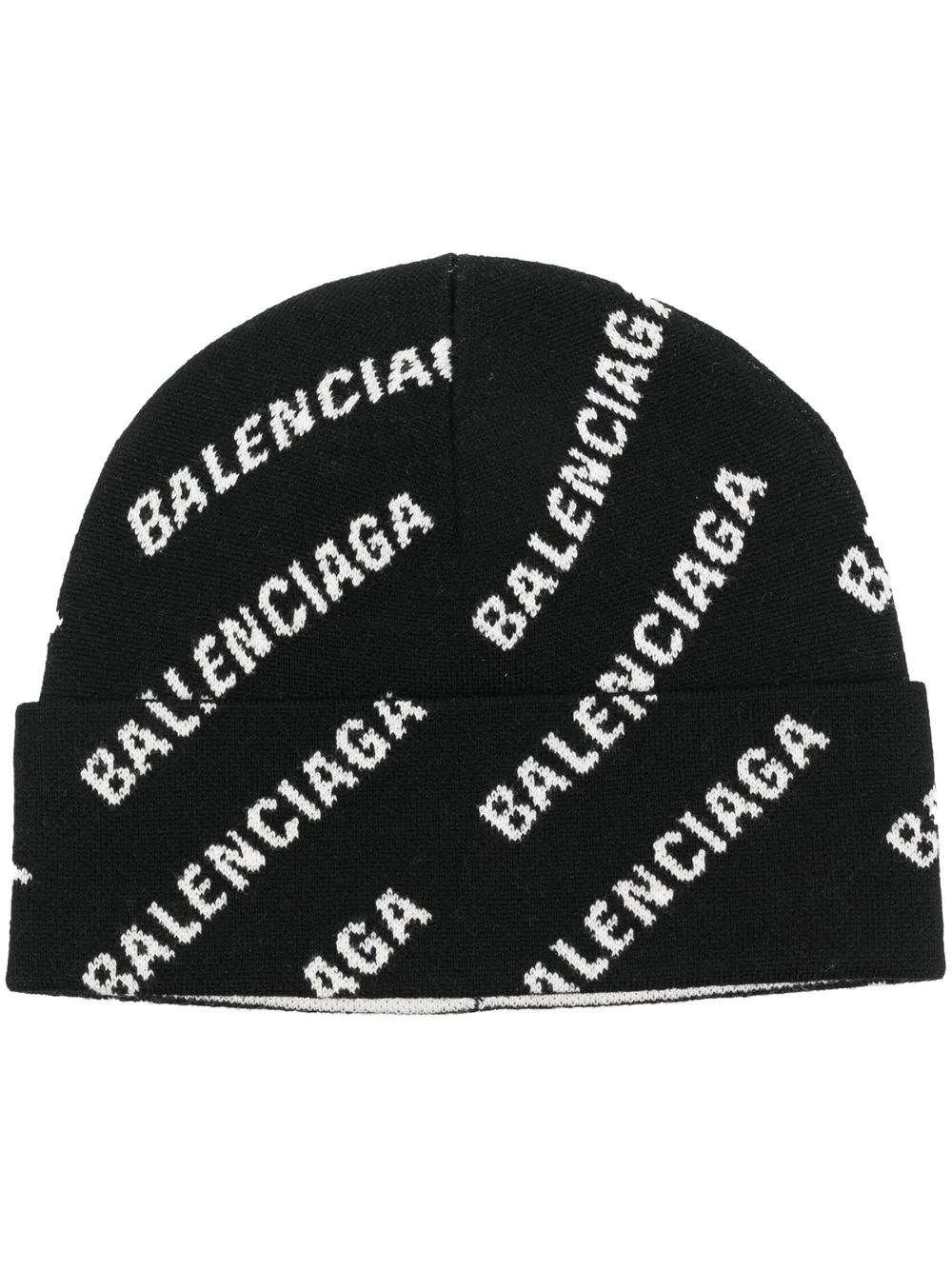 BALENCIAGA LOGO-PRINT KNITTED BEANIE